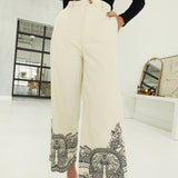Willow Embroidered Pants - Cream
