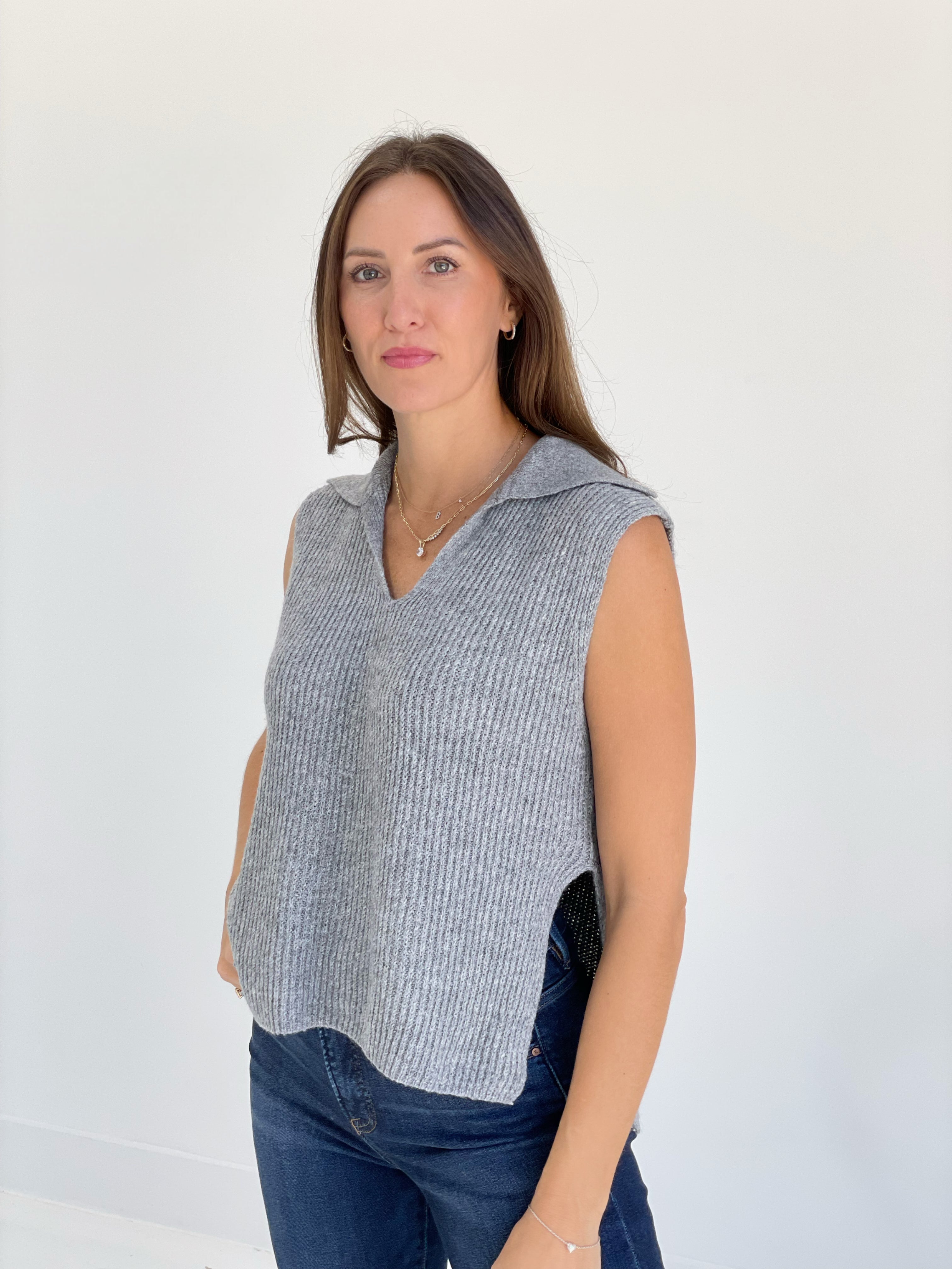 Upper Hand Sweater Top - Grey