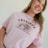 Sardines Embroidered Tee - Pink/Brown