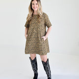 Ledger Leopard Mini Dress - Camel