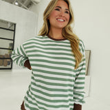 Ali Striped Set - Sage/Cream/Brown