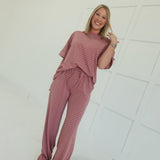 Keaton Striped Set - Mauve