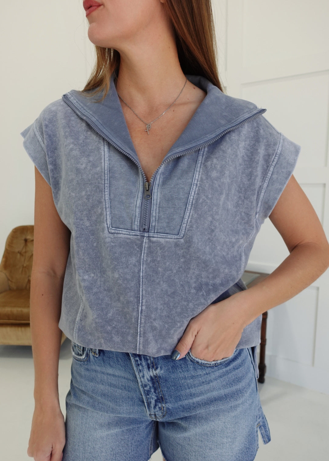 Leading Way Top - Indigo Blue