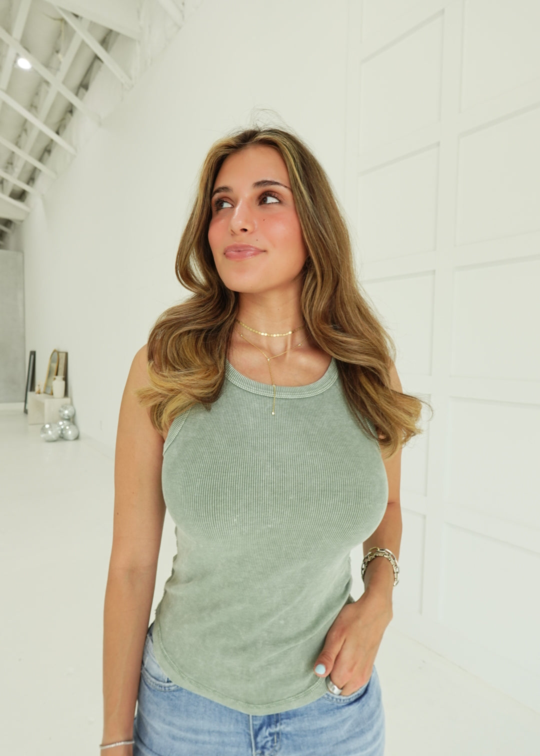 Washed & Worn Tank - Olive