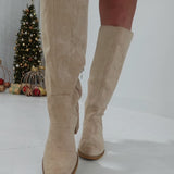 Tessie Tall Suede Boot - Beige