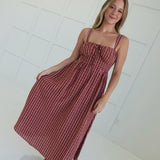 Falling For Plaid Midi Dress - Brick