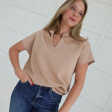 Bittersweet V-neck Blouse - Khaki