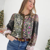 Ray Patchwork Top - Olive Multi