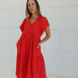 Justine Midi Dress - Red
