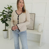 Higher Class Sweater Top - Taupe/Black