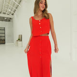 Zayda Skirt Set - Red
