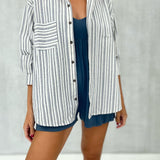 Saylor Striped Button Down Blouse