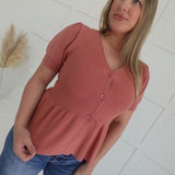 Carolinas Peplum Top - Rose
