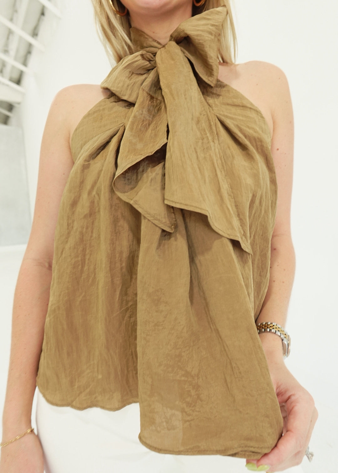 Sandler Scarf Blouse - Mocha