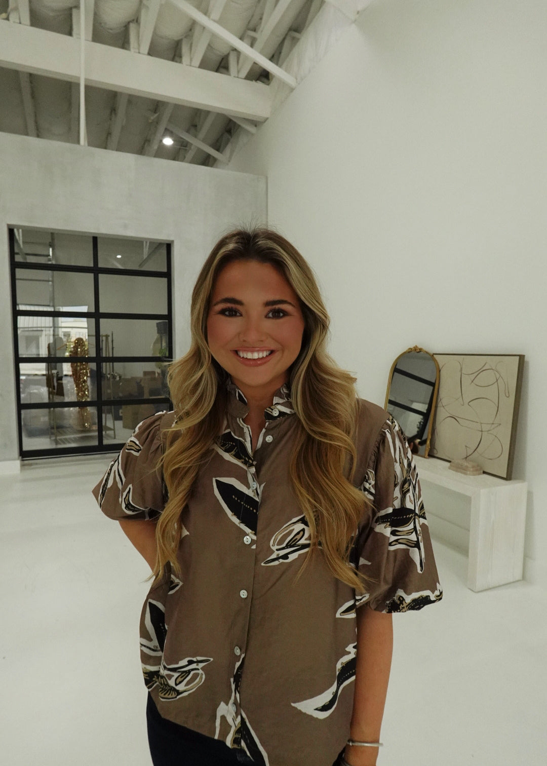 Billie Floral Blouse - Taupe