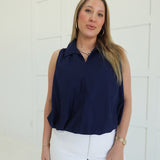 Penelope Bubble Top - Navy