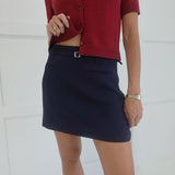The Chain Mini Skirt - Navy