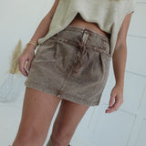 Connie Corded Mini Skirt - Mocha Mousse