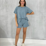 Waverly Ribbed Set - Blue Grey