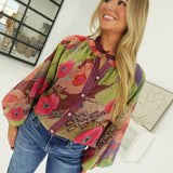 Anjou Floral Blouse - Burgundy