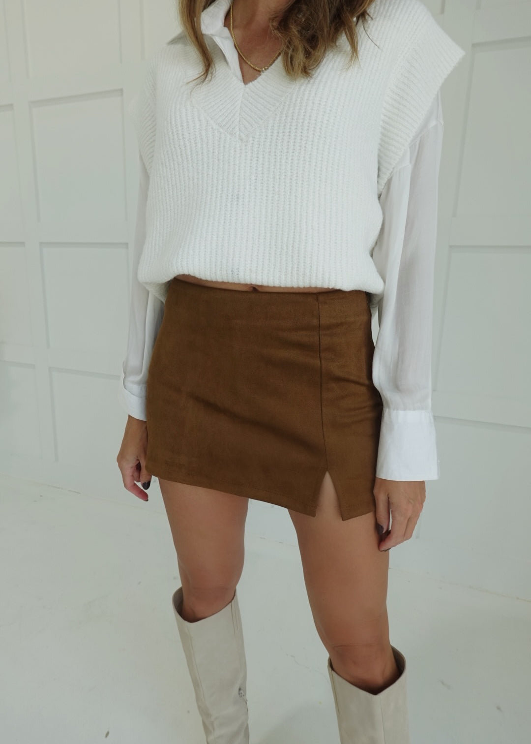 Suede Ways Skort - Camel