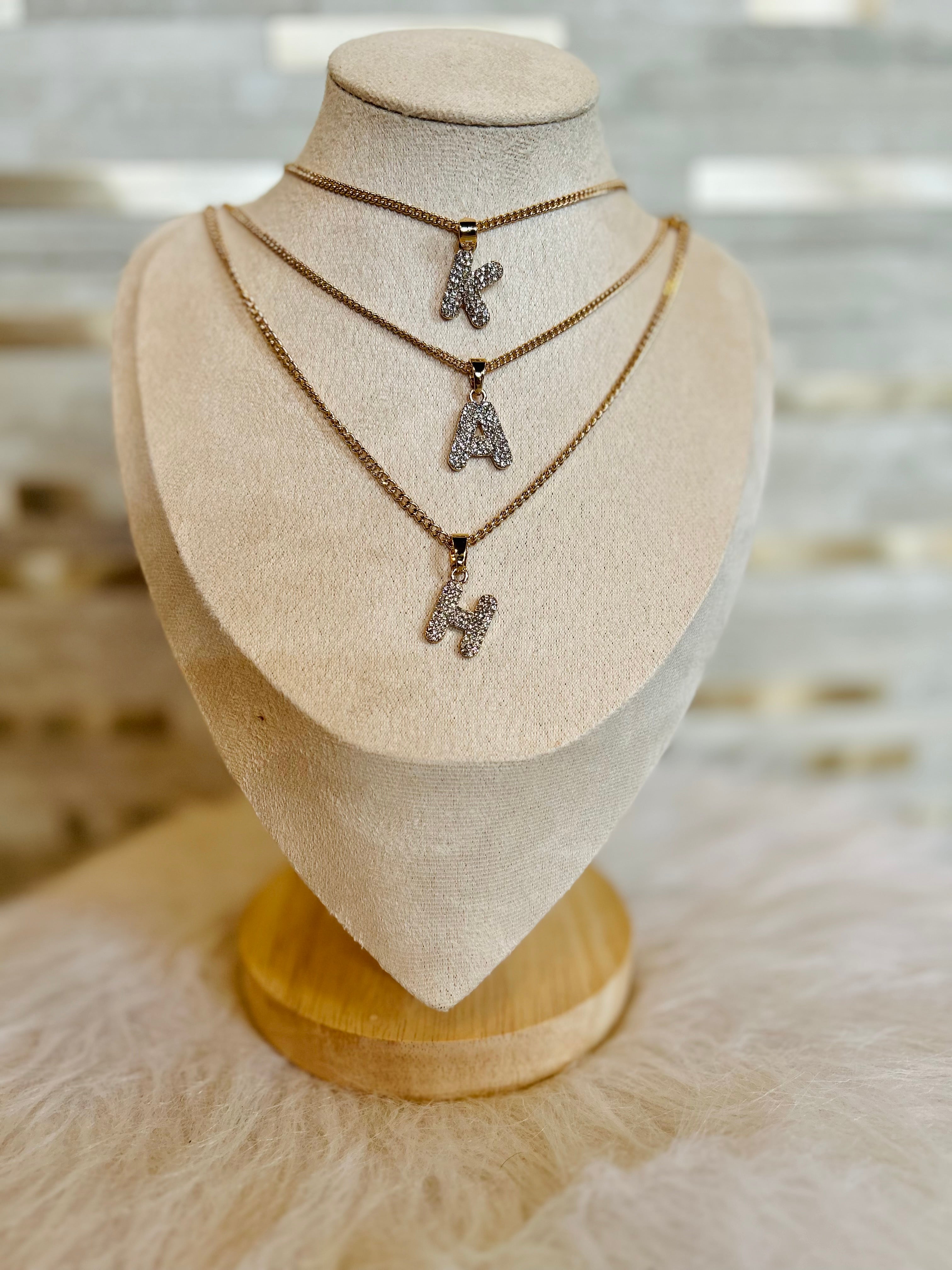 Rhinestone Initial Necklace