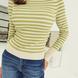 Verna Striped Sweater - Light Olive