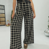 Plaid To Be Here Pants - Black/Taupe