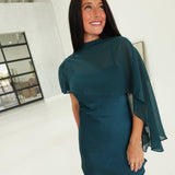 McCallan 52 Cape Dress - Hunter Green