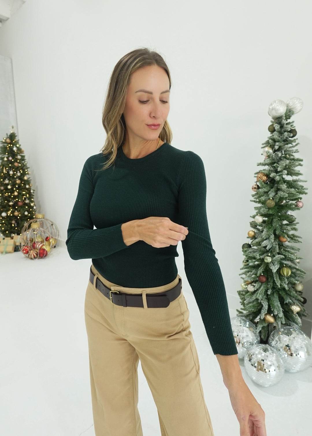 The Crew Ribbed Top - Hunter Green