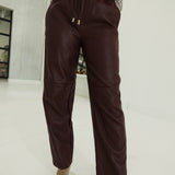 Lorraine Leather Pants - Burgundy