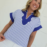Hemingway Striped Top - Lt Blue