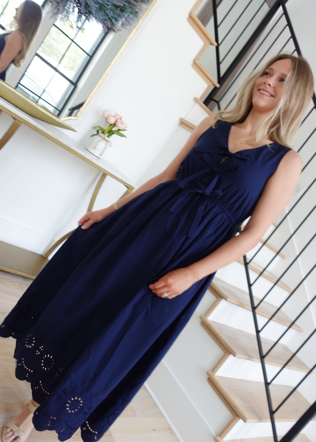 Picnic Behavior Midi Dress - Navy
