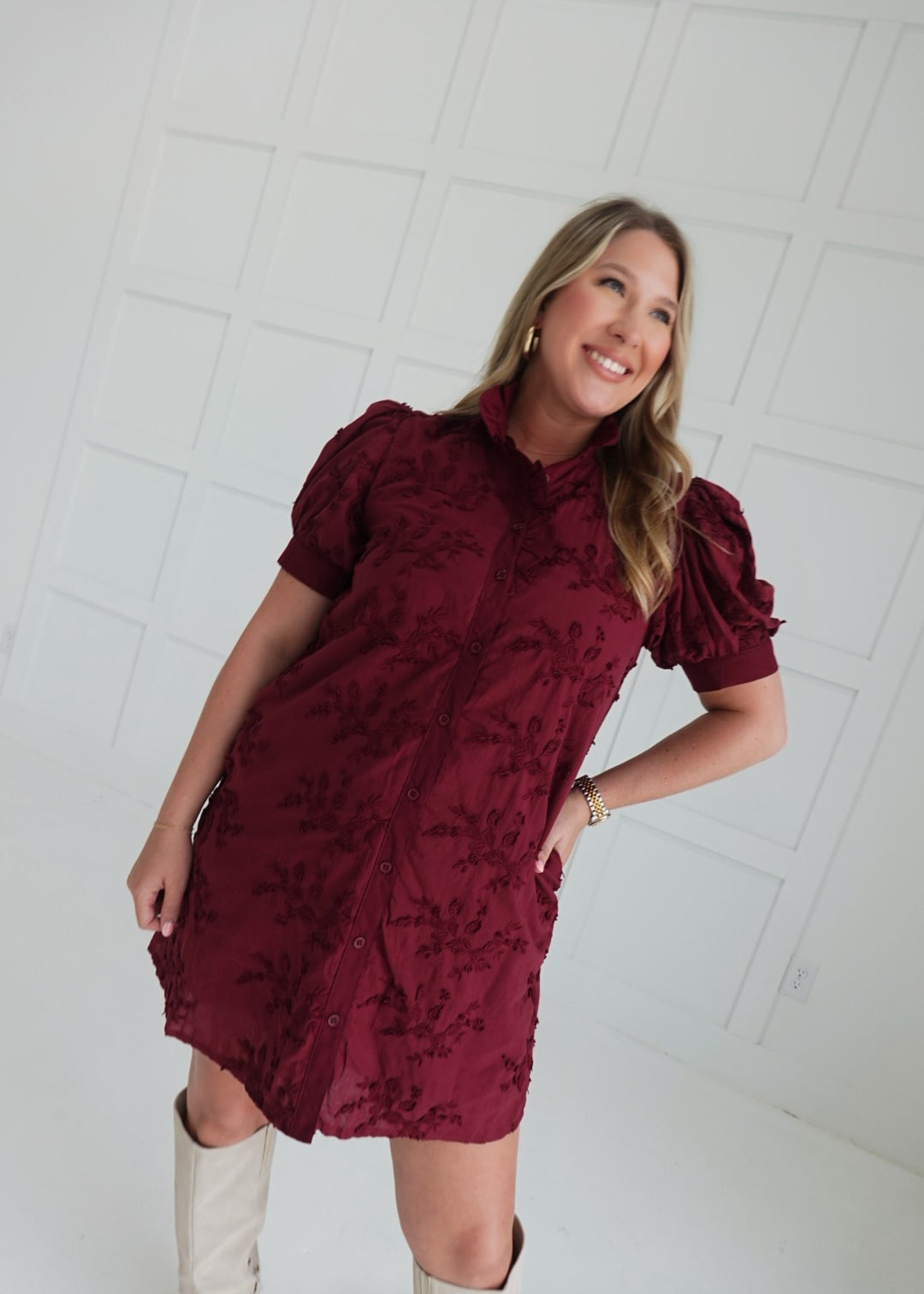 Florence Mini Dress - Burgundy
