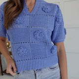 Bridgett Crochet Sweater - Blue