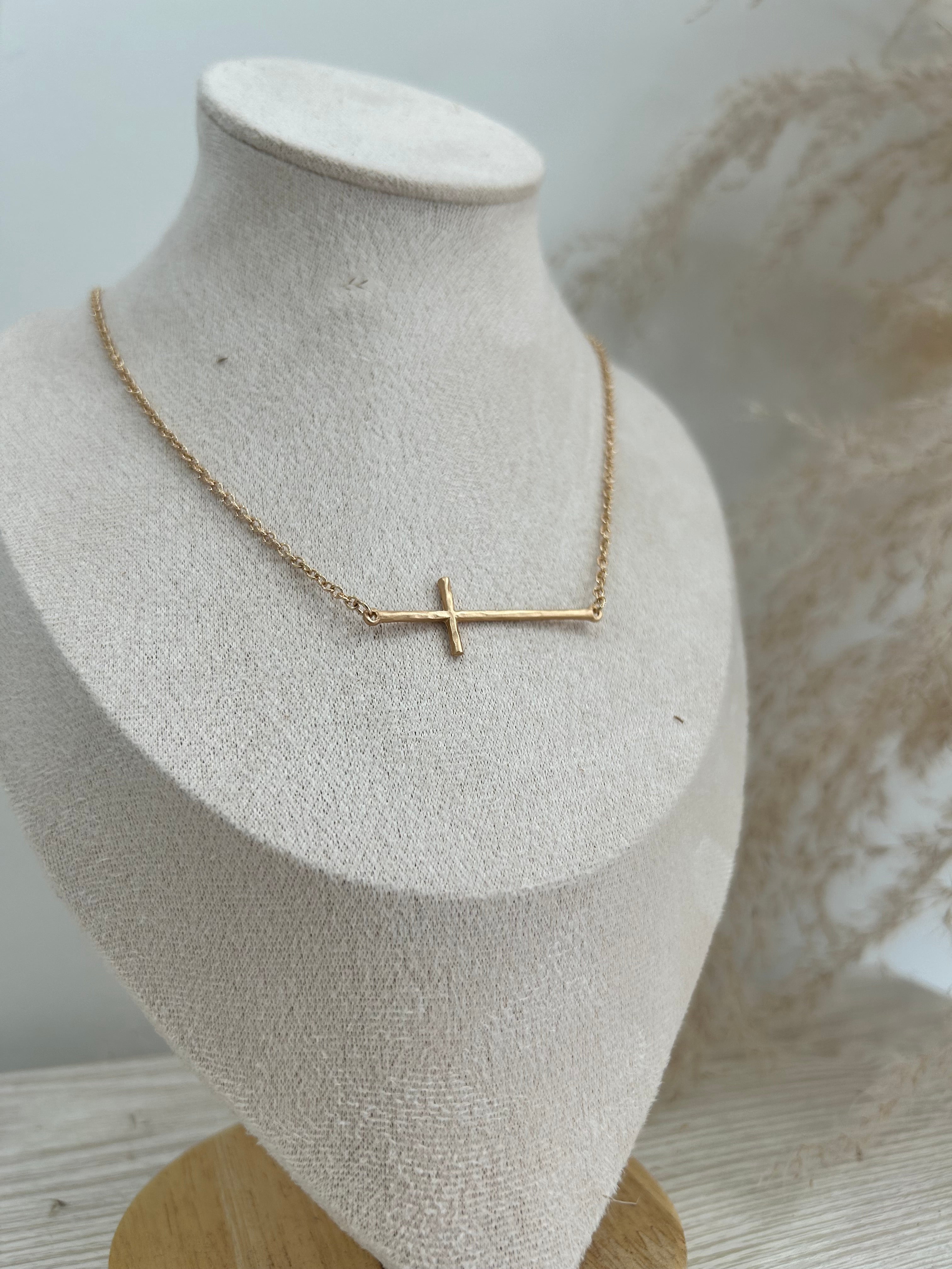 Sideways Cross Necklace