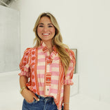 Beaufort Printed Top - Rust Pink