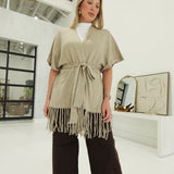 Aspen Fringe Kimono - Camel