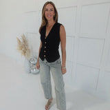 On My Books Vest Top - Black