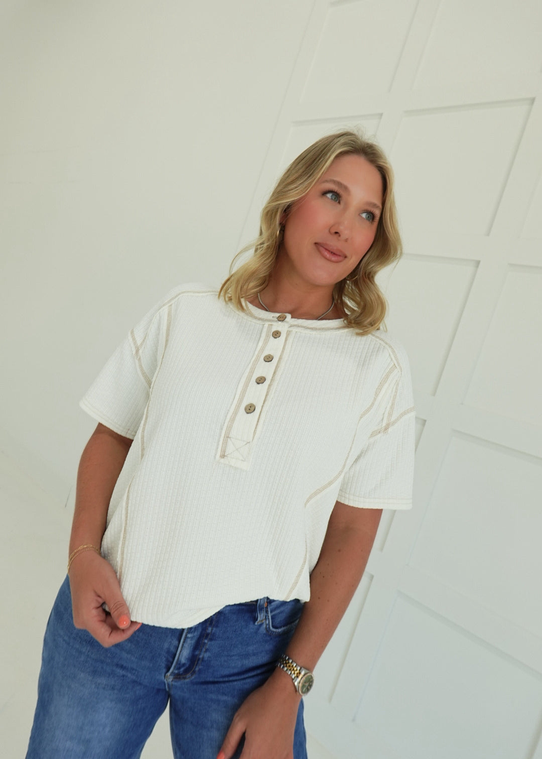 Around We Go Henley Tee
