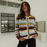 Frenzy Striped Cardigan - Mocha Multi