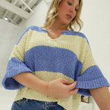 Sybil Striped Sweater Top - Blue