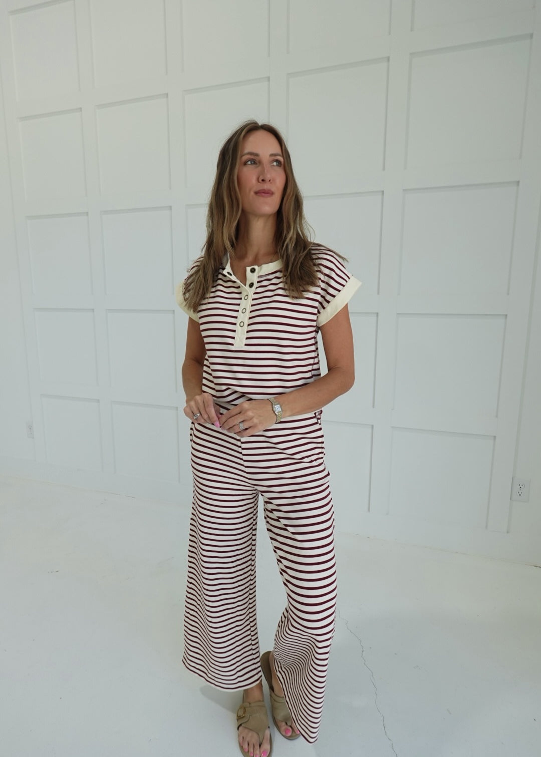 Carmen Striped Set - Maroon