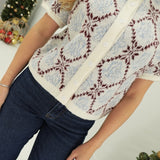 Nelly Sweater Cardi - Ivory Merlot Floral