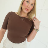 Contour Knit Top - Brown