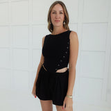 Mash Up Asymmetrical Top - Black