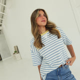 Johnnie Striped Top - Dusty Blue Multi