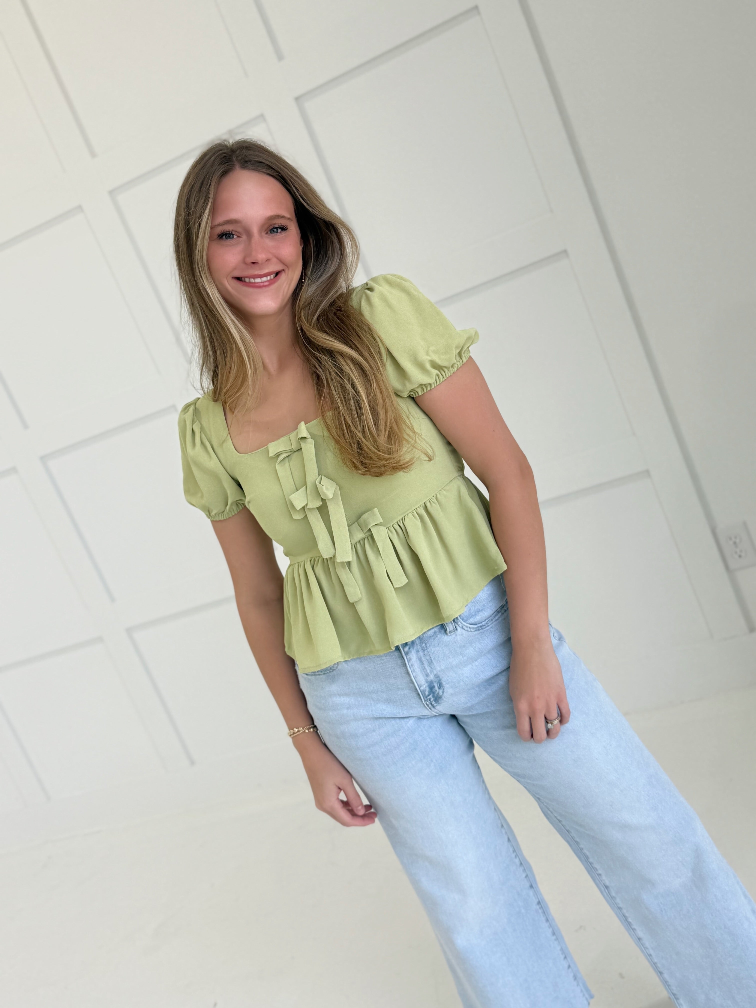 Millie Bow Blouse - Kiwi