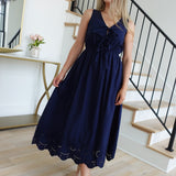 Picnic Behavior Midi Dress - Navy