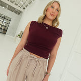 No Spoilers Knit Top - Burgundy